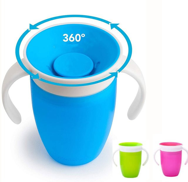 Copos Lernbecher für Babys, auslaufsicherer Trinkbecher mit 360-Grad-Rand, Blau, 240 ml - Bild 1