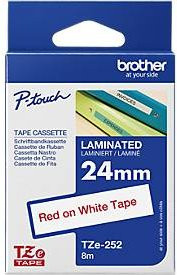 Brother Schriftbandkassette TZe-252 für P-touch, Breite: 24 mm, Farbe: Weiß mit roter Schrift - Bild 4