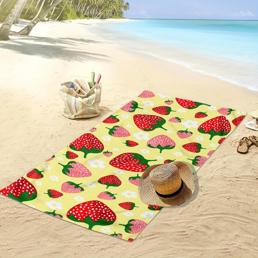 Dalangpa Erdbeer Strandtuch in Rot Rosa, weiches Mikrofaserhandtuch für Strand und Picknick, Breite: 30 cm, Höhe: 60 cm - Bild 3