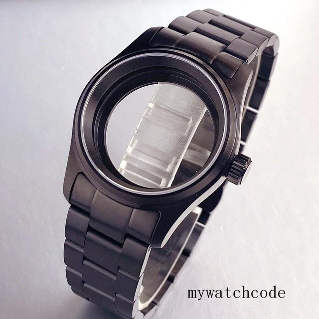 Tandorio Pilotenuhrengehäuse, Edelstahl, Schwarz, 36mm/39mm, Unisex - Bild 1