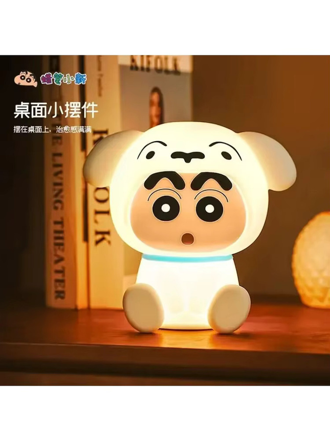 Bandai Crayon Shin Nachtlampe aus Silikon in Weiß, aufladbare LED-Tischleuchte mit sanftem warmweißem Licht und Touch-Funktion - Bild 5
