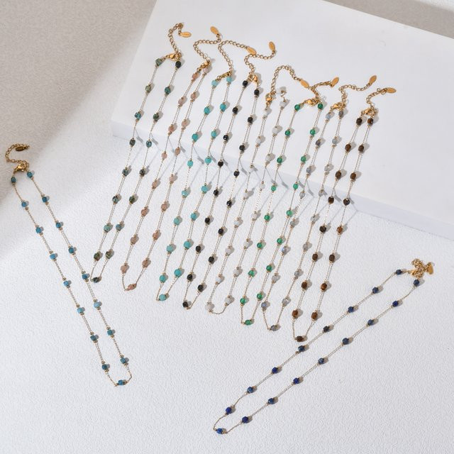 ZMZY Halskette, Stein, Gold, Edelstahl, Damen, Boho - Bild 1