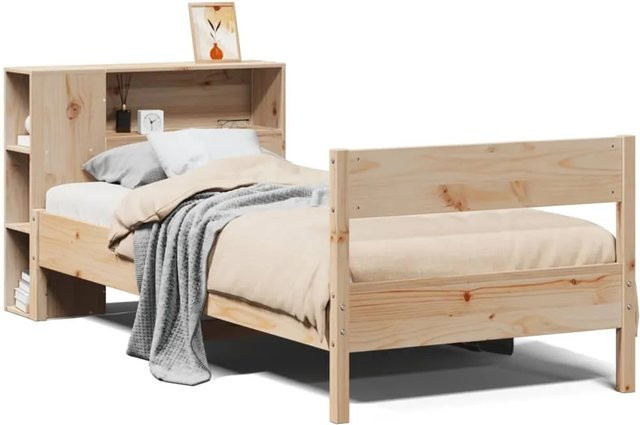 vidaXL Bücherregalbett aus Massivholz Kiefer in Natur ohne Matratze B/T/H: 75 x 190 cm - Bild 1