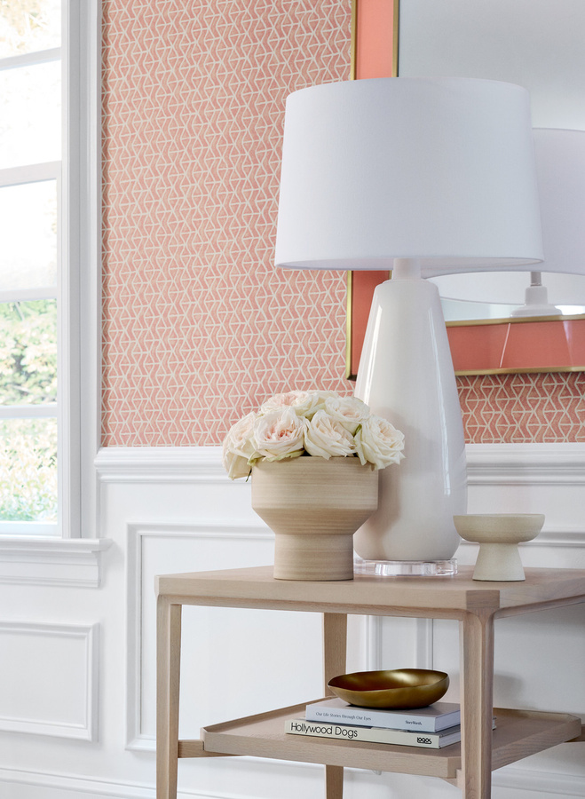 Thibaut Wallpaper Stony Brook Non-Woven Tapete in Pink mit modernem abstraktem geometrischem Design - Bild 1