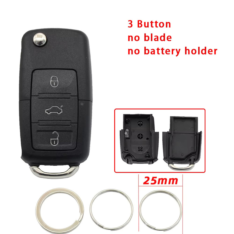 Cocolockey Klappbares Schlüsselgehäuse für VW Golf Jetta Passat Bora Sharan Touran und Seat Leon, 2/3/4-Tasten Fernbedienung, Schwarz - Bild 3