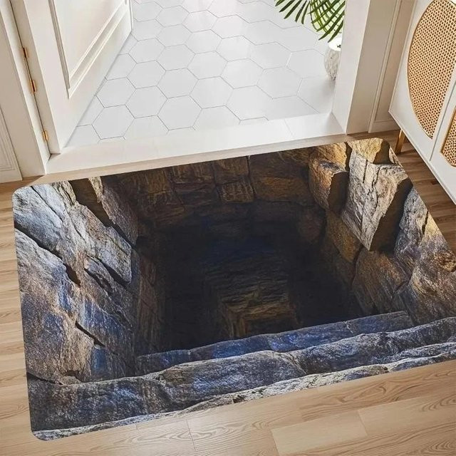 Rutschfester 3D Teppich mit optischer Täuschung Endloser Abgrund von Lodestar, Maschinenwaschbar, Mehrfarbig, B/T: 80 x 50 cm - Bild 1