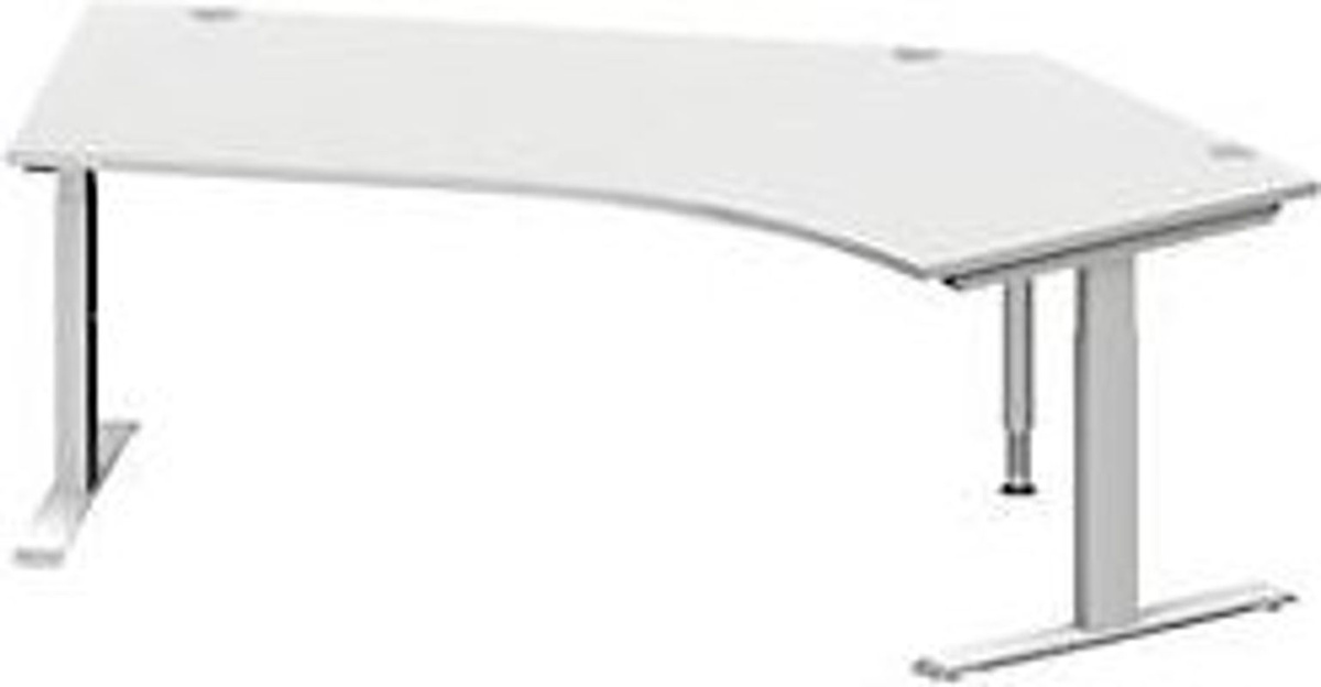 Schäfer Shop Genius Winkelschreibtisch MODENA FLEX mit 135 Grad Winkel rechts, T-Fuß Rechteckrohr, Farbe lichtgrau/weißalu, B: 216,5 cm, T: 80 cm, H: 65-85 cm - Bild 2