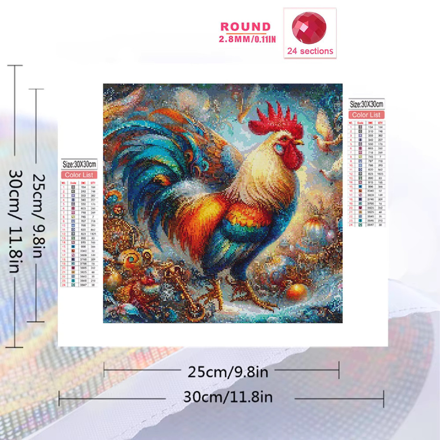 Evershine DIY Diamant Malerei Hahn Tier Mosaik aus Acryl in Multicolour, B/H: 20 x 20 cm - Bild 2
