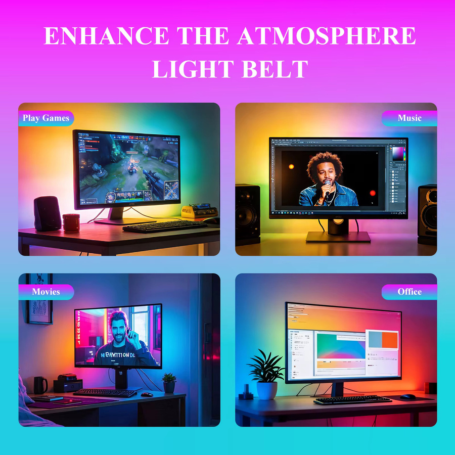 Skydimo Smart Ambient RGB LED Neon-Licht Set mit Bluetooth, Musik-Synchronisation und 24-Tasten Fernbedienung, USB-Anschluss, Multicolour - Bild 2