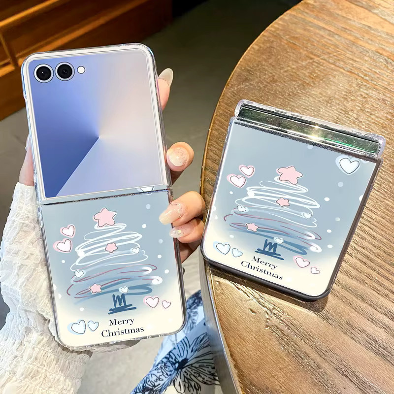 Samsung Galaxy Z Flip Schutzhülle mit Weihnachtsmuster, transparente harte Klapp-Abdeckung für Samsung Galaxy Z Flip 7 FE, Z Flip 6, Z Flip 5, Z Flip 4 und Z Flip 3 5G, Multicolor - Bild 2