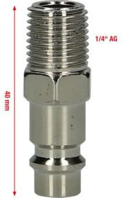 KS Tools Druckluft-Stecknippel aus Stahl in Silber mit 1/4 Zoll Außengewinde - Bild 2