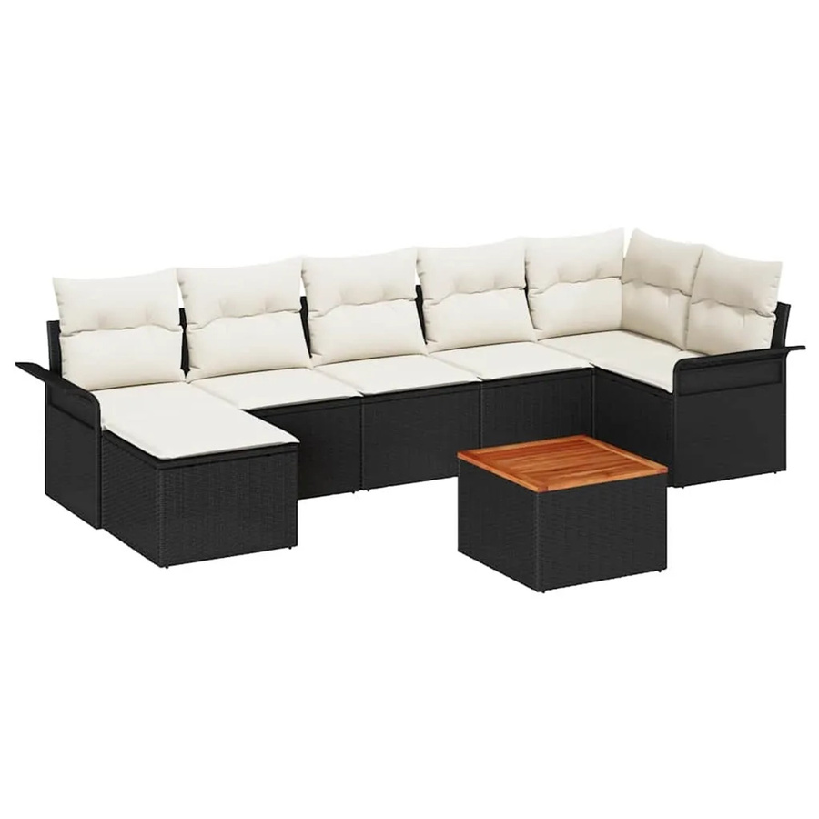 vidaXL Garten-Sofa-Set 8-teilig aus Polyrattan in Schwarz mit Sitzkissen und Stauraumfunktion - Bild 2