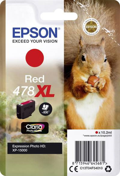Epson Original Tintenpatrone 478XL in Rot für Expression Photo XP-8500 und XP-15000 mit 10,2 ml Füllmenge - Bild 1
