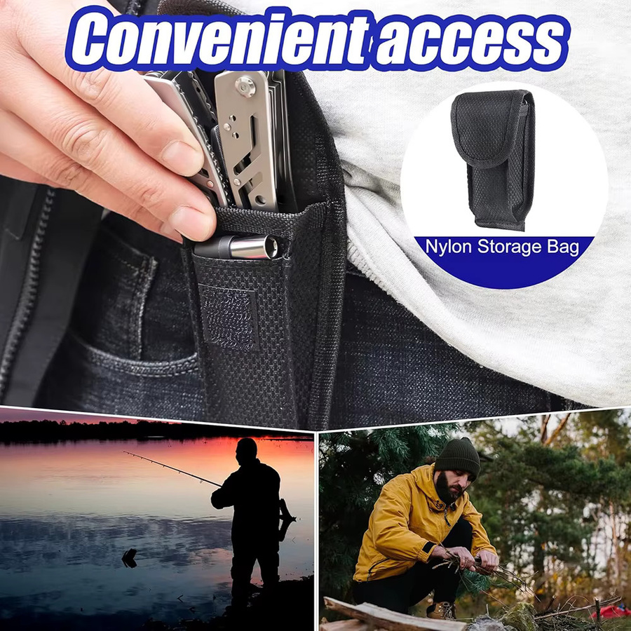 WOZOBUY 14 in 1 Multitool in Schwarz und Silber mit Zange, Messer und 11 Bits für Camping und Outdoor - Bild 6