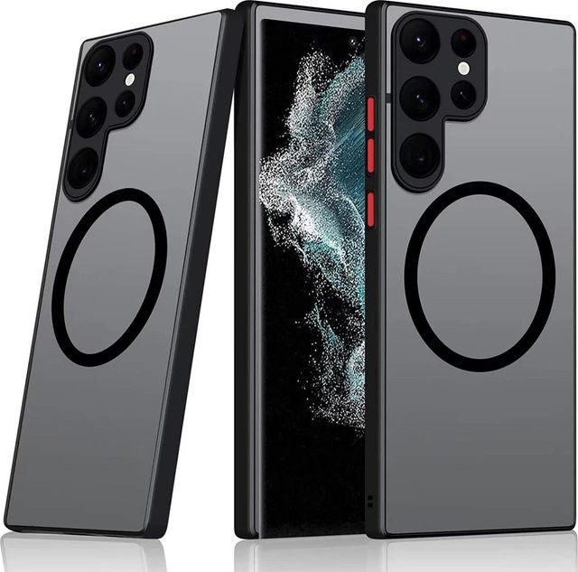 Ricestate Stoßfeste Handyhülle mit Magnetfunktion für Samsung Galaxy S25 S24 S23 S22 S21 Ultra Plus in Schwarz, sturzsicher und kompatibel mit kabellosem Laden - Bild 1