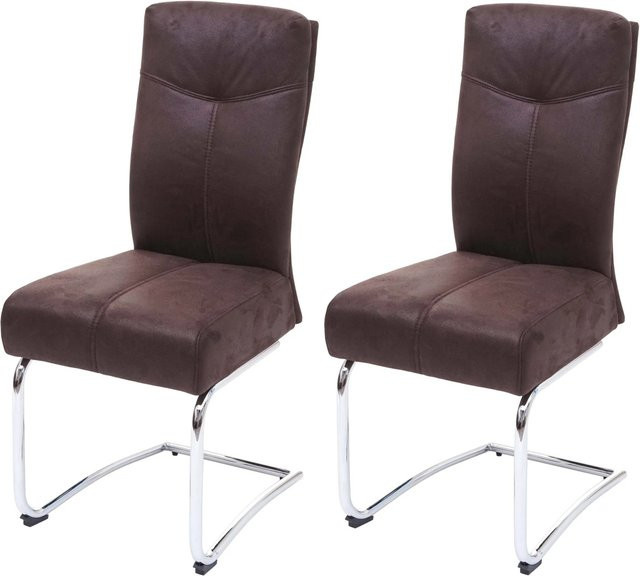 CHEFGASTRO Esszimmerstuhl 2er-Set gepolstert in Textil Wildleder-Optik Braun, H x B x T: 105 x 46 x 60 cm, Sitzhöhe: 53 cm - Bild 1