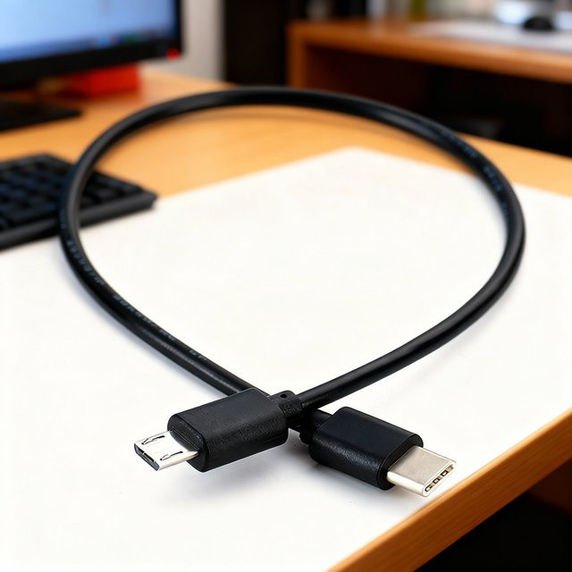 GRWIBEOU USB-C auf Micro-USB Adapterkabel für Schnellladen und Datenübertragung, Schwarz - Bild 1