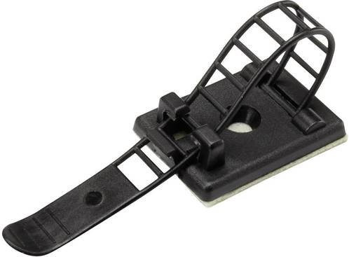 TRU Components WCT-85 Befestigungssockel in Schwarz, selbstklebend oder schraubbar, für Bündel-Ø bis max. 22 mm mit Befestigungsbinder - Bild 1