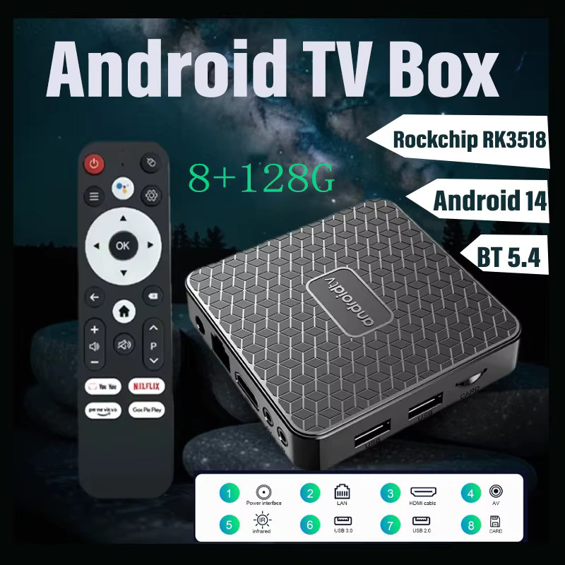 T8S Smart TV Box Globale Version mit Android 14, Rockchip RK3518, 8K Multimedia-Player, 2,4G/5G WLAN und Bluetooth 5.4 mit Google Assistant - Bild 2