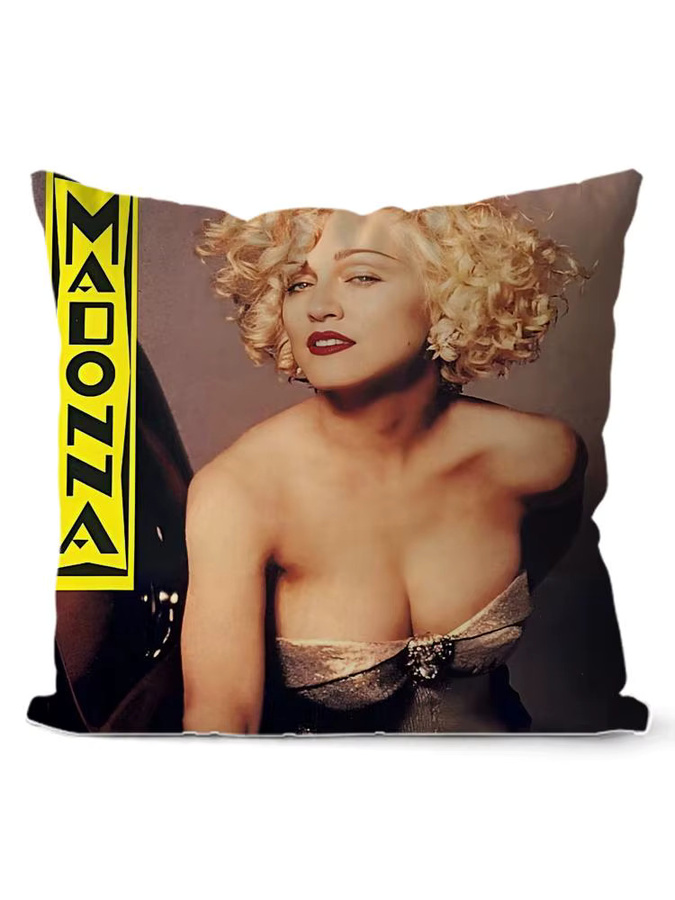Singer M-Madonna Like a Virgin Kissenbezug aus Plüsch in Schwarz, quadratisch, Breite: 30 cm, Höhe: 30 cm - Bild 3