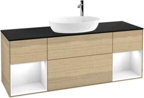 V&B Waschtischunterschrank Finion in Weiß und Braun mit Eichen-Dekor, Breite: 160 cm, Tiefe: 50,1 cm, Höhe: 50,1 cm - Bild 1
