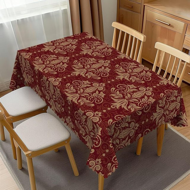 Wasserdichte Damast Tischdecke mit Blumenmuster von JMG Household Supplies in Rot, B/L: 140 x 240 cm - Bild 1