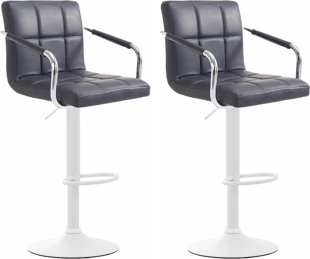 2er Set DELUKE Barhocker MINOR aus Kunstleder in Schwarz, höhenverstellbare Barstühle mit Lehne und 360 Grad Drehsitz, B/T/H: 54 x 46 x 91 cm - Bild 1