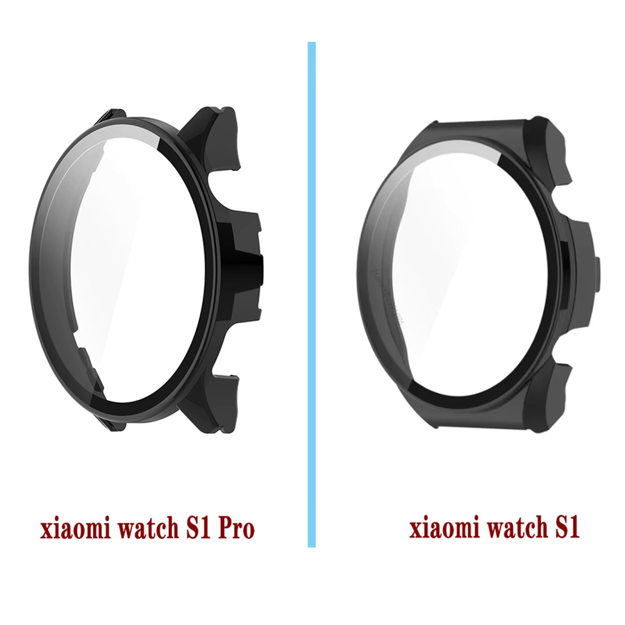 FIFATA Schutzhülle aus gehärtetem Glas für Xiaomi Watch S1 Pro, Schwarz - Bild 4