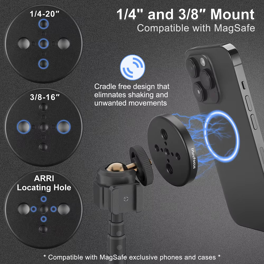 Minifocus Magnetischer Desktop-Stativhalterungsadapter in Schwarz für MagSafe iPhone und Smartphones mit 1/4 Zoll Anschluss - Bild 3
