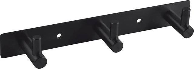 Alles im Griff Garderobenleiste Linosa mit 3 Kleiderhaken aus Stahl in Schwarz Matt, Breite: 19,5 cm - Bild 1