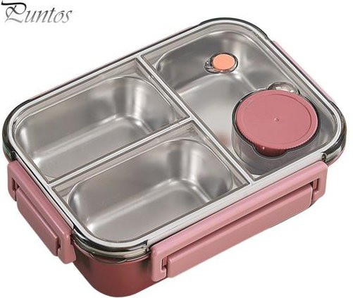 Clean Products Edelstahl Bento-Box Lunchbox mit Unterteilung, auslaufsicher und stapelbar, Rot, 850 ml - Bild 1
