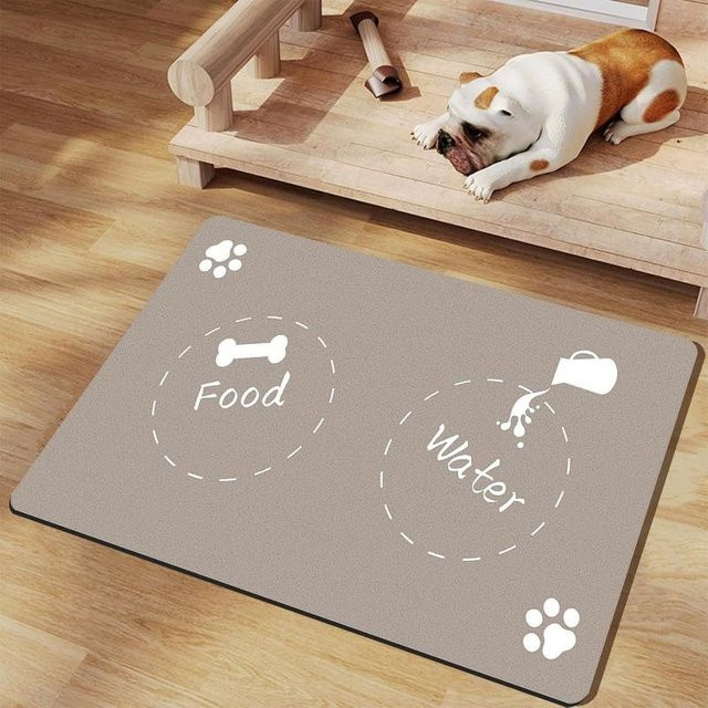Rutschfeste Kieselgur Haustier Bodenmatte für Hund und Katze als wasserabsorbierender Spritzschutz, Farbe: Grau, B/T: 60 x 40 cm - Bild 1