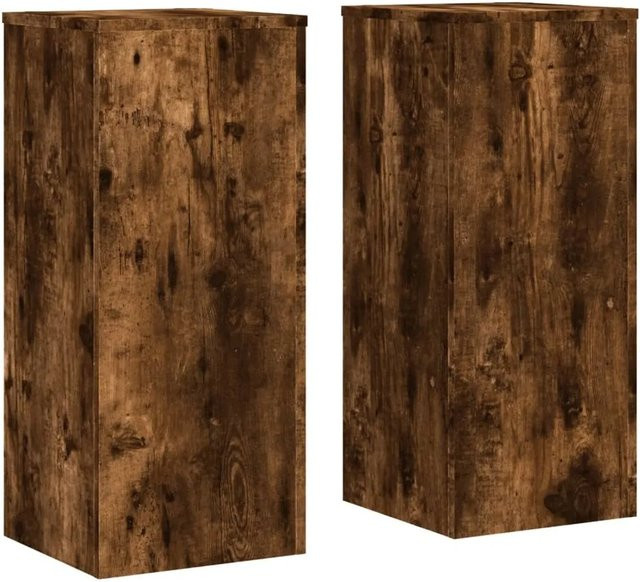 vidaXL Pflanzenständer 2er Set aus Holzwerkstoff in Räuchereiche, B/T/H: 30 x 30 x 70 cm - Bild 1