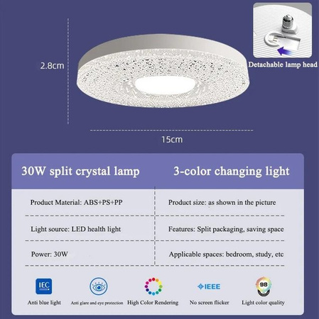 YJMP Super Lighting LED-Kronleuchter in Blau, moderne Deckenlampe mit E27-Fassung und 30W für Wohnzimmer und Schlafzimmer