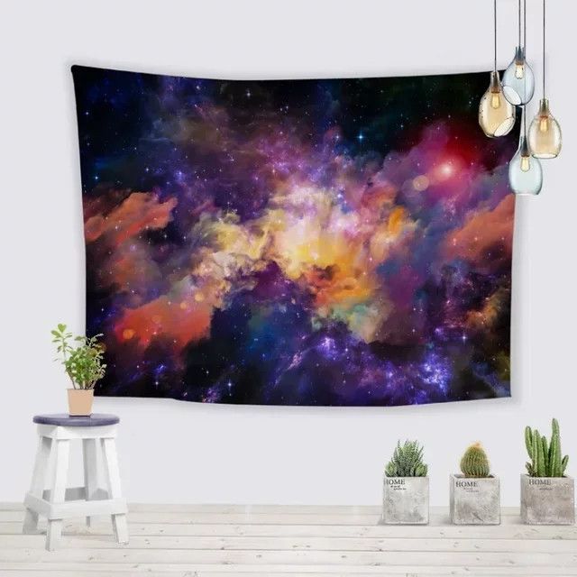 MINIDEAL Wandteppich Heller Nebel aus Polyester, Wandbehang Multicolor, B: 150 cm, H: 100 cm - Bild 1