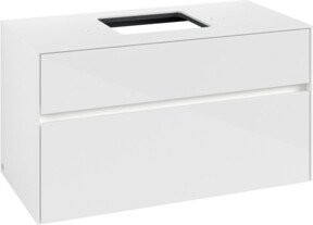 V&B Waschtischunterschrank Collaro in Weiß glänzend mit LED-Waschtisch B/T/H: 100 x 54,8 x 50 cm - Bild 1