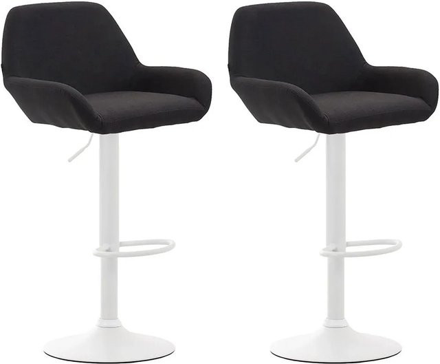 DELUKE Barhocker DUBLIN 2er Set, Tresenhocker mit Lehne in Schwarz und Weiß, Stoff und Kunstleder, drehbar 360 Grad - Bild 1