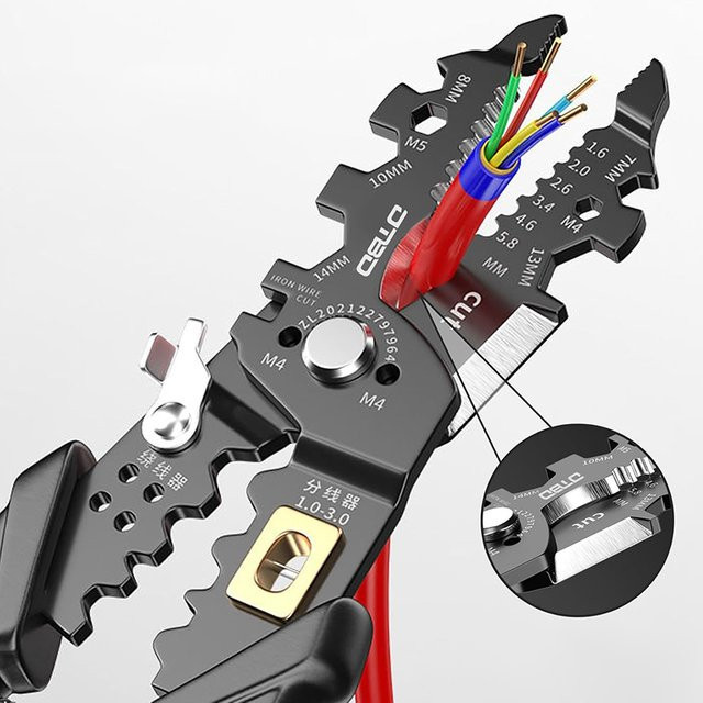 Multifunktionale Abisolierzange LUCHSHIY Elektro-Abisolierzange als Multi Tool für Drahtreparaturen in Schwarz - Bild 1