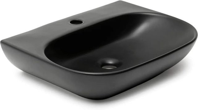 Swiss Aqua Technologies Hängendes Keramik-Waschbecken mit Hahnloch in Schwarz Matt, B: 50 cm, T: 38,5 cm, H: 12 cm - Bild 1