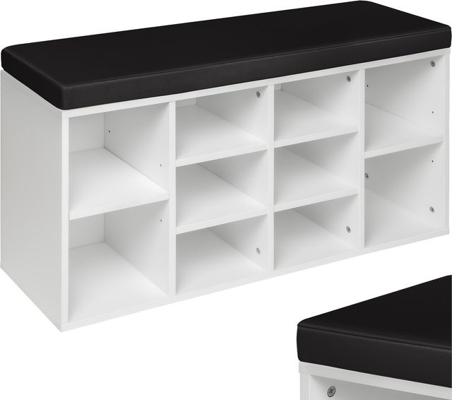 tectake Schuhschrank mit Sitzpolster für 10 Paar Schuhe, Schwarz-Weiß, B/H/T: 103,5 x 30 x 48 cm - Bild 1
