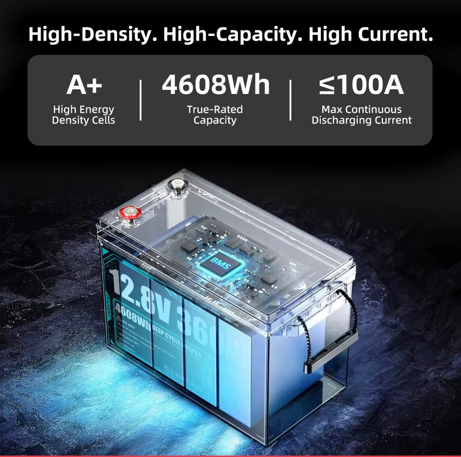 Seekwatt 12V 360Ah LiFePO4 Batteriepack Klasse A 12,8V LFP wiederaufladbare Batterie für Wohnmobil, Solar und Heimenergiespeichersysteme - Bild 6