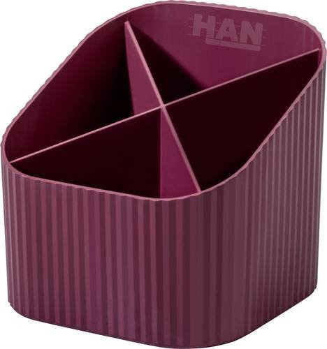 HAN Karma Stifteköcher aus recyceltem Kunststoff, Rot, 4 Fächer, B: 11,1 cm, H: 10,5 cm, T: 11,1 cm - Bild 1