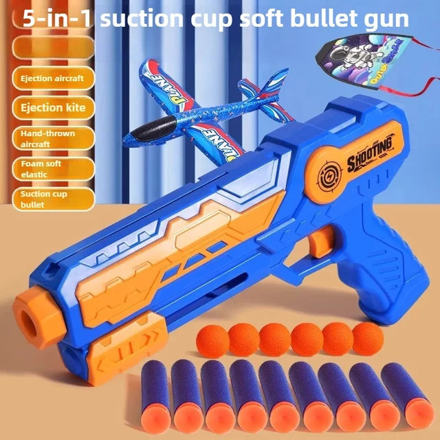 MYGVN Katapult Flugzeug Pistole, Spielzeug, mit weichen Kugeln - Bild 1