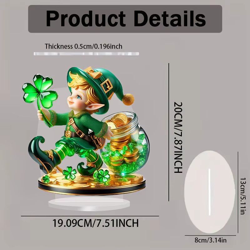 Zwergmann Kleeblatt Zwerg als grüne Heimdekoration und Desktop-Ornament - Bild 4