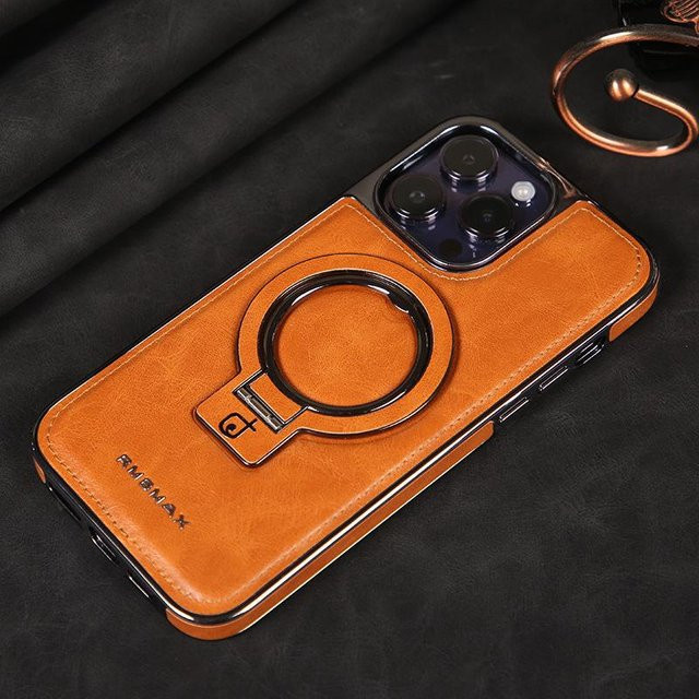 Luxus Magnetische Stand Hülle aus Leder für Apple iPhone 16 und iPhone 16 Pro Max in Braun - Bild 1