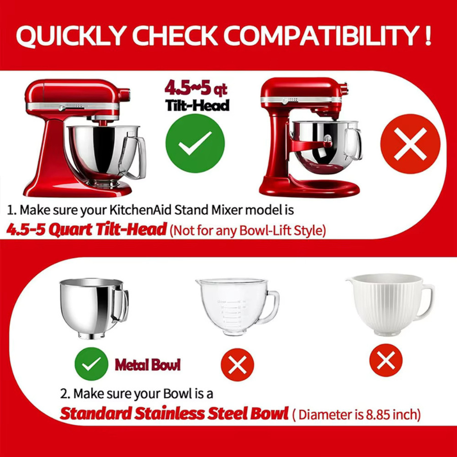 KitchenAid Spritzschutz mit abnehmbarem Klappdeckel für 4,5-5QT Tilt-Head-Standmixer, transparent - Bild 5