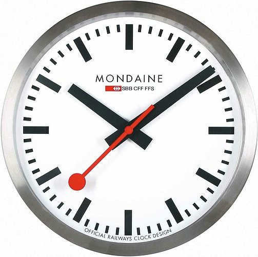 Mondaine Wanduhr Classic Analog Quartz mit Thermometer, Durchmesser: 25 cm - Bild 1