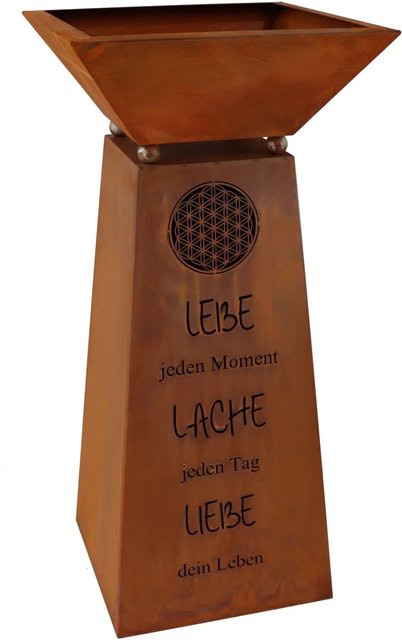 Rostikal Pflanzsäule Blume des Lebens aus Cortenstahl in Braun, Höhe: 57 cm - Bild 1