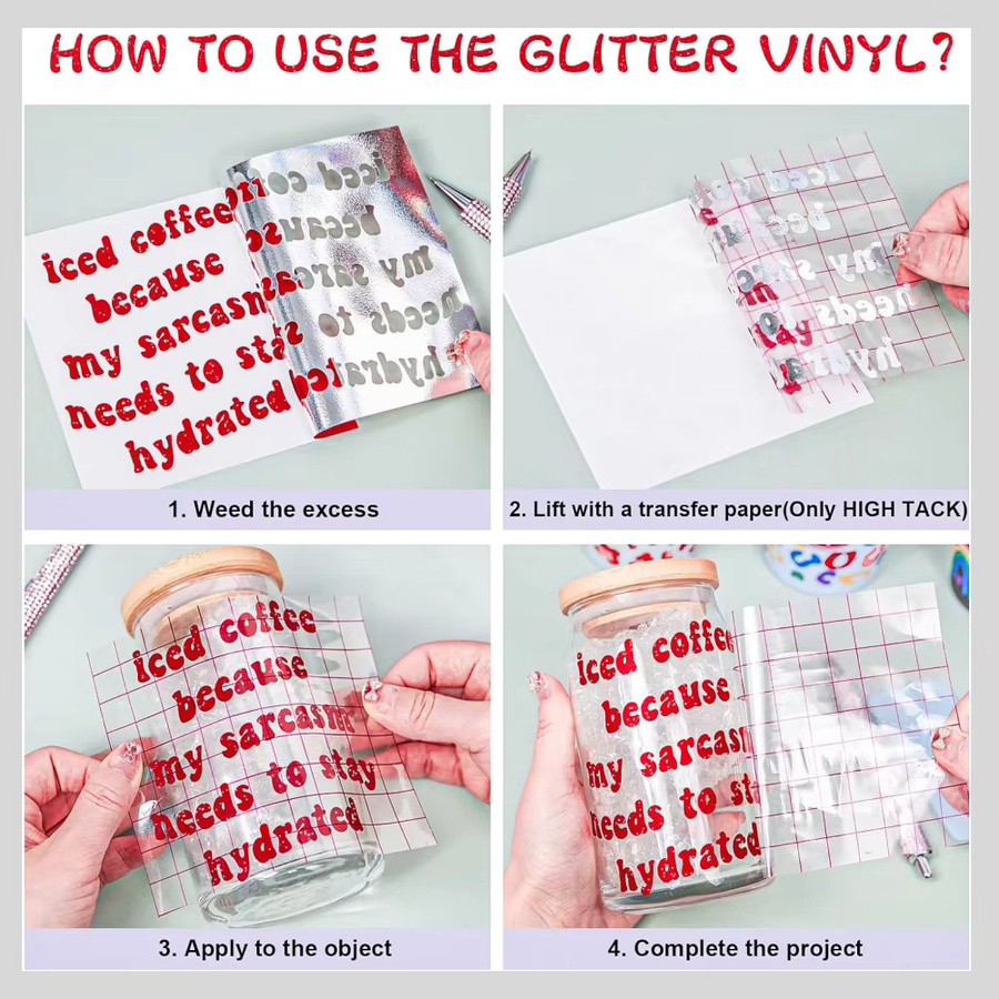 Cricut Smart Shimmer Vinyl Rolle Glitzerndes Vinyl in Shimmer Red für Cricut Maker 3 und Explore 3, Selbstklebend, B: 36,0 cm, H: 9,0 cm - Bild 3