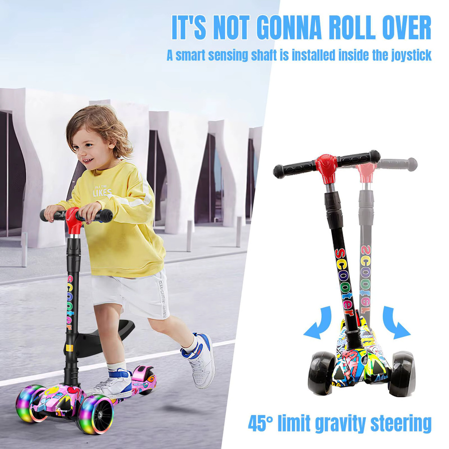Faltbarer Kinderroller mit Pedalen, Handbremse und Bremsbelag, höhenverstellbar, ab 2 Jahre - Bild 3